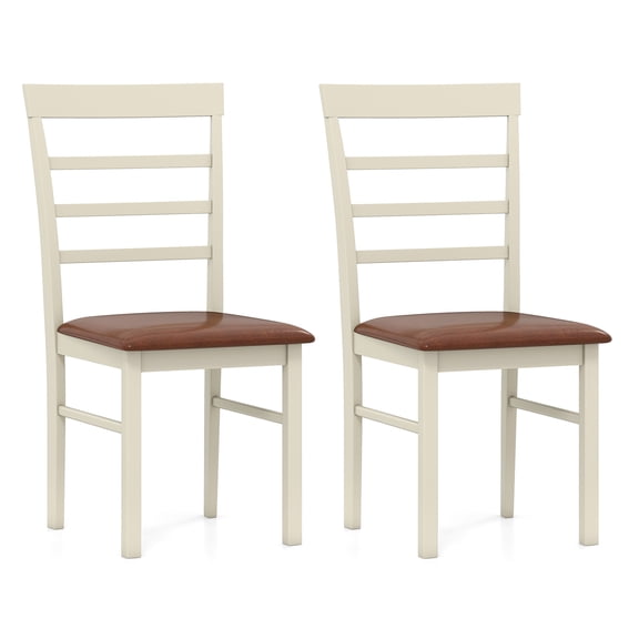 Giantex Wooden Dining Chairs Set of 2, Armless Side Chairs w/Backrest, Solid Rubber Wood Frame, Cushion, Kitchen Chairs