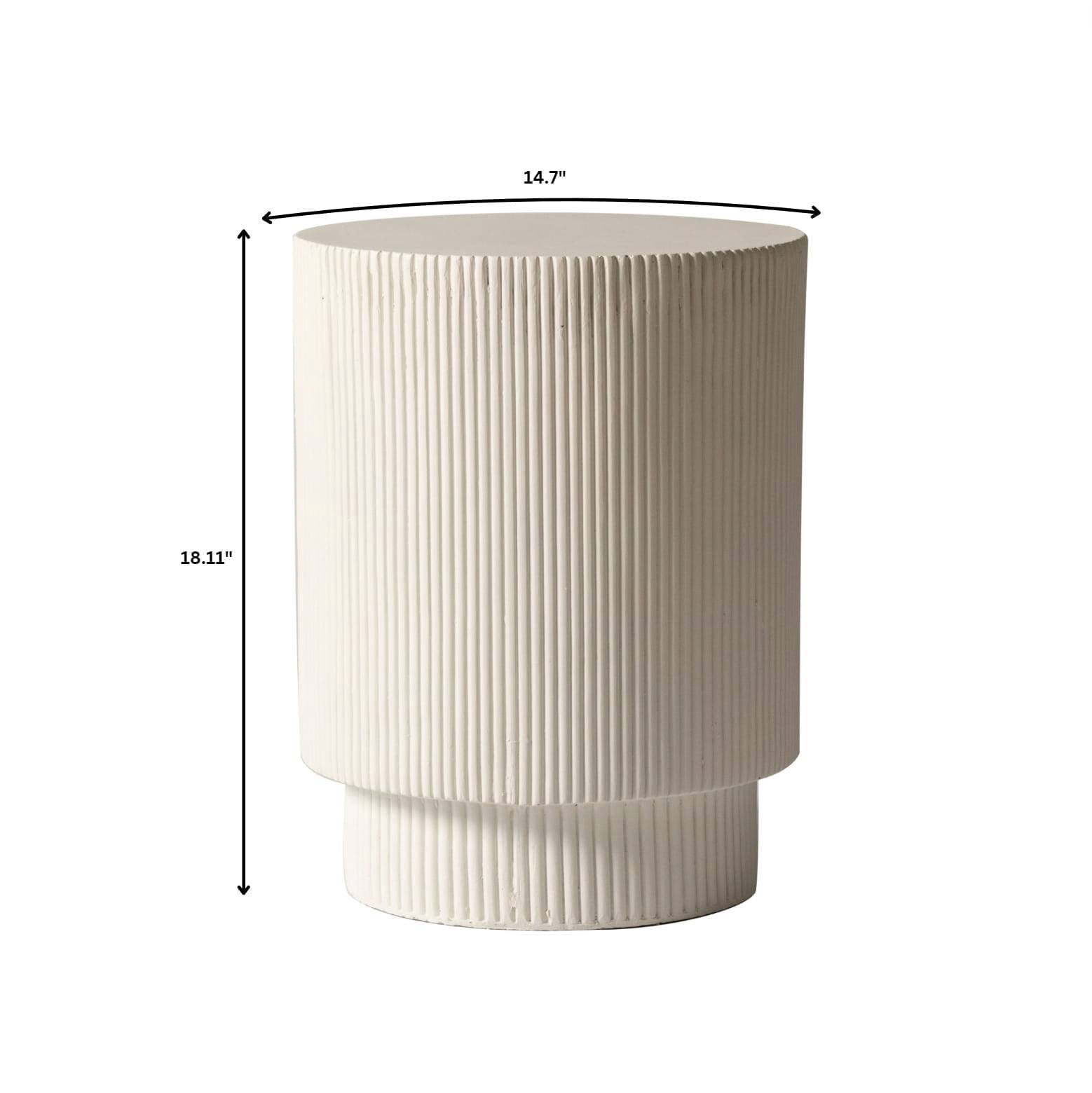 LeisureMod Modern Side Table Round Fiberstone Top Accent End Table for Home, Outdoor Patio, Living Room Sofa, Weather-Resistant, Eden Series in White