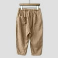 thumbnail image 4 of Summer 2024 New Casual Large Size Loose Linen Elastic Waist Cropped Pants Haren # 7090 # Pants Set for Women Casual Pant Suits for Women Casual with Sweater Womens Elastic Belted High Waist Casual, 4 of 6