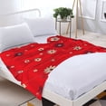 thumbnail image 3 of Elegant Floral Pattern Flannel Blanket - Soft Warm & Cozy for Sofa Travel Bed & Chair - Vibrant Red with Cream & Dark Brown Flowers, 3 of 7