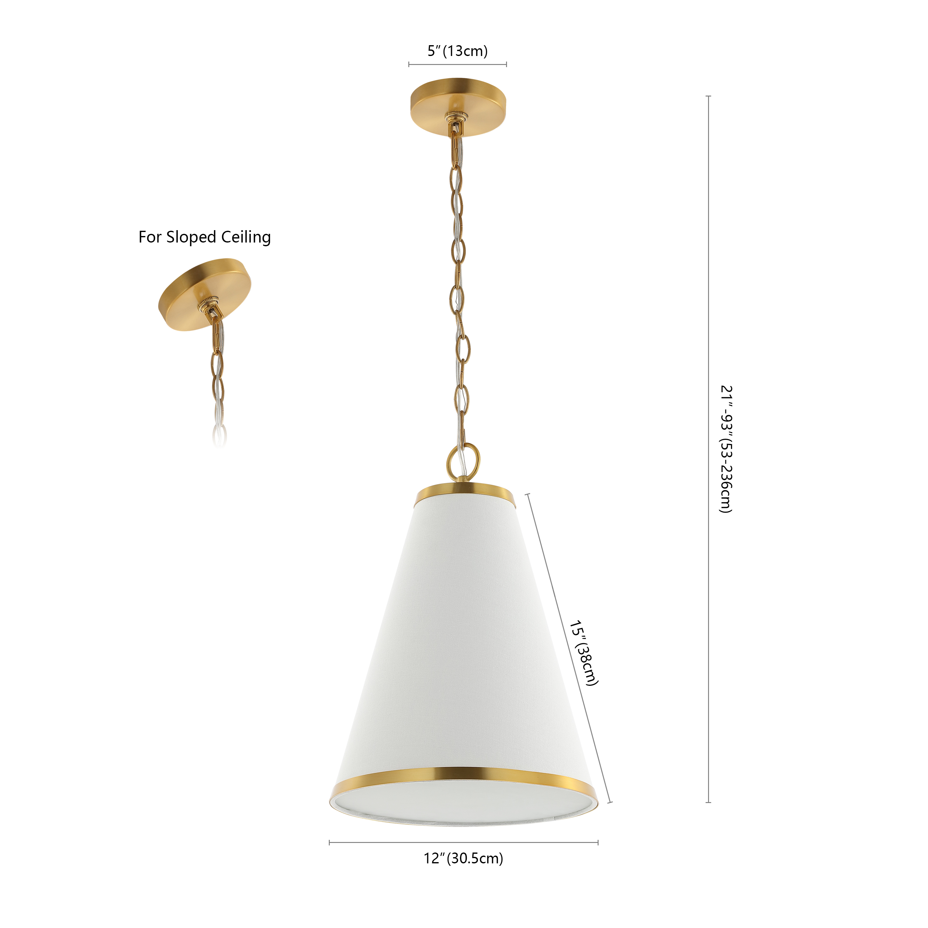 Safavieh Adelais 12" Modern Metal and Fabric Pendant Lights, Off-White