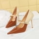 thumbnail image 4 of Estilo de mujer Moda Tacones delgados con boca poco profunda y bloque de color puntiagudo Tacón alto Mujer Stiletto único clásico, 4 of 5