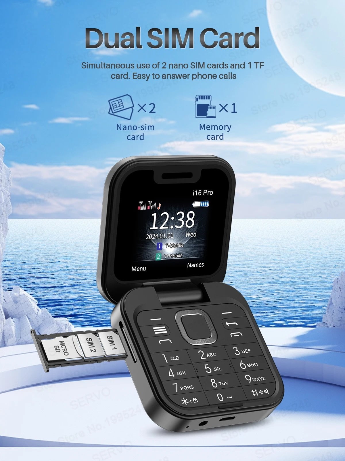 DMDUOU Ultimate Folding Flip Senior Phone: Double SIM Double Standby, Mini Backup, User-Friendly for Elderly with Rich Functions and Multiple Languages Black