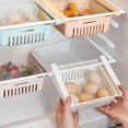 thumbnail image 2 of Caja de plástico transparente para almacenamiento de alimentos y frutas, organizador de nevera, cajón deslizante debajo del estante, soporte para estante, 2 of 4