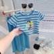 thumbnail image 1 of Novedad de verano, conjunto de dos piezas de manga corta a rayas con estampado de dibujos animados para niñas, ropa ligera, cómoda y transpirable, 1 of 5