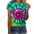 thumbnail image 2 of VBTAPA Womens Tie Dye T-shirt Short Sleeve Novelty Graphic Tees Trendy Summer Going Out Blouse Tops Prime Sales of The Day Multicolor XXL, 2 of 5