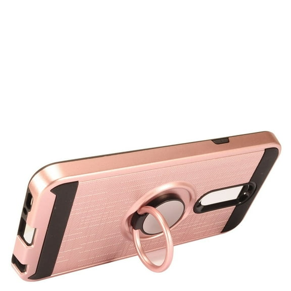 GSA Brushed Hybrid Hard Case Ring for LG Q7, Q7 Plus Rose Gold