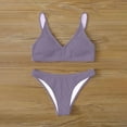 thumbnail image 2 of WREESH Womens Two Piece Swimsuit High Cut Bikini Fashion Solid Bikini Push-Up Padded Swimsuit Set Beach Bathing Suit Purple, 2 of 6