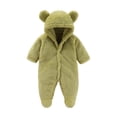 thumbnail image 2 of YHAJDS Toddler Fall Winter Casual Jumpsuit, Kids Rompers Solid Color Hooded Long Sleeve Jumpsuit for Kids Fall Winter Warm Outerwear Pajamas Coverall 3-18 Months, 2 of 5