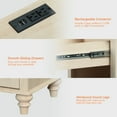 thumbnail image 6 of Beige Side Table with 2 Drawers, Small End Table with Charging Station, Wooden Nightstand for Bedroom, Living Room, 6 of 6