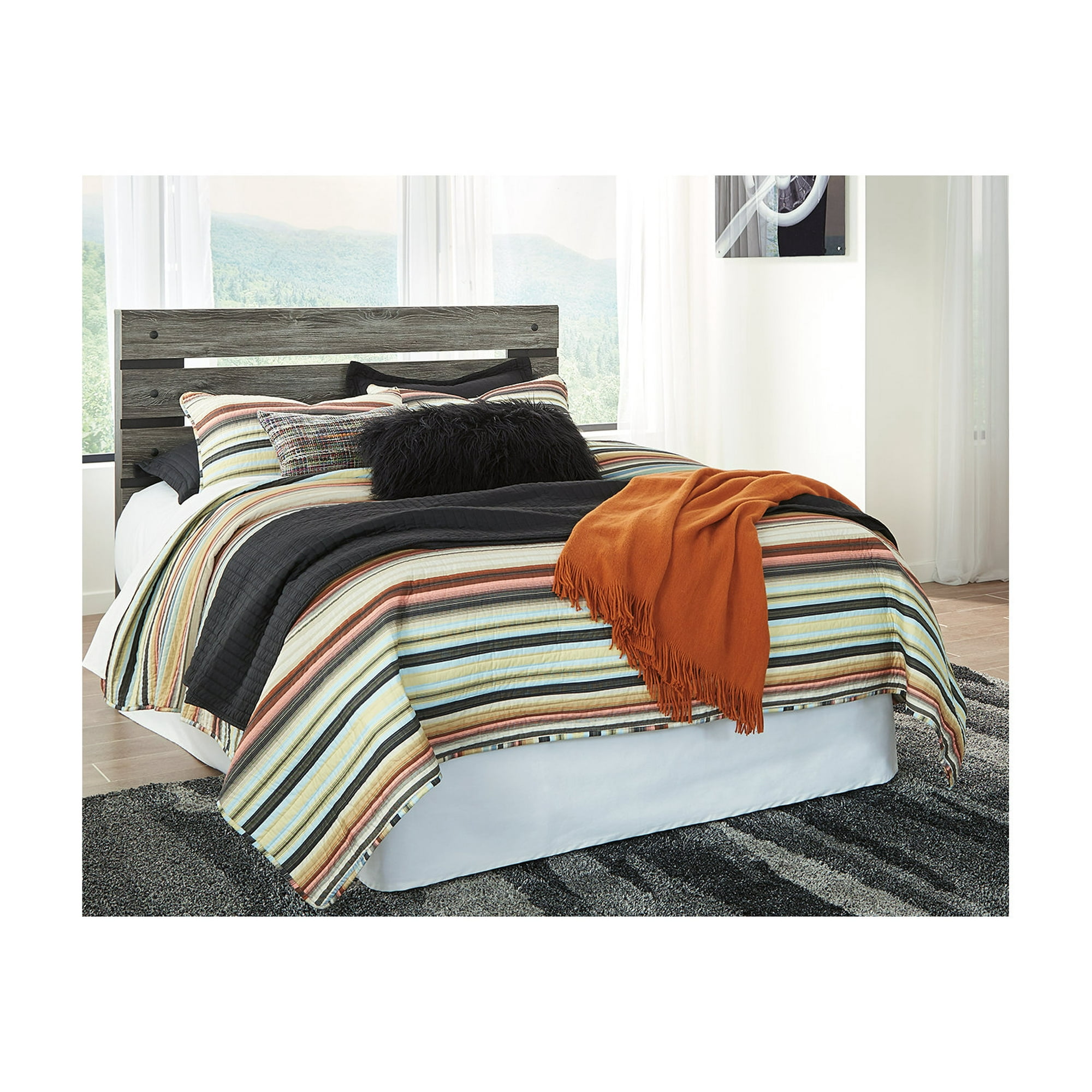 Signature Design By Ashley Cazenfeld Black Gray Queen Panel Headboard Walmart Com Walmart Com