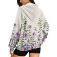 thumbnail image 2 of Renewold Floral Leaf Violet Women's Oversized Hoodie Jackets Full Zip Up Pullover Sweatshirt Long Sleeve Y2K Hoodies Tops Fleece Sweatshirts Trendy Jackets Winter Fall Fashion Outfits, M, 2 of 7