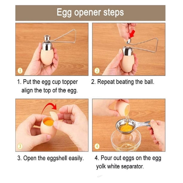 Práctico cortador de huevos de acero inoxidable, herramienta para abrir cáscaras de huevos cocidos