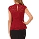 thumbnail image 3 of INSPIRAR CHIC Blusa sin mangas de encaje floral de ganchillo con cuello redondo y peplum para mujer XL roja, 3 of 8
