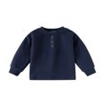 thumbnail image 5 of Bobifish Newborn Boys Long Sleeve Crewneck T‑Shirt Henley Button Placket Fleece Top, 5 of 5