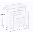 thumbnail image 7 of Kitchen Island on Wheels White Rolling Trolley Cart with Rubber Solid Wood Countertop One Drawer and 2 Doors Towel Rack Kitchen Island Cart, 32.68"x17.72"x36.02"(LxWxH), 7 of 7