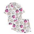 thumbnail image 5 of Halloween Silk Pajamas Women Halloween Themed Women's Shorts Pajama Set for Everyday Comfort with Front Button Down Short Sleeve and Printed Design White M, 5 of 5