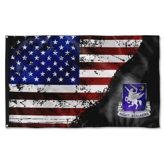 Cayyon 160th Soar Stars&stripes Black Flag 3x5Feet Military Banner with 2 Brass Grommets