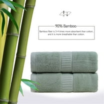 JML Bath Towel Sets, 2 Piece Bamboo Towels, Natural Ultra Soft Touch and Absorbent, No Shedding, Antibacterial & Odor Resistant Towel 27 x 55 inches (Green)