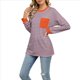 thumbnail image 2 of Camisas de Larga para Mujer, Cuello Redondo A Rayas, Corte Holgado, Camiseta de Bloques de Color Otoño 2025 con Bolsillo Rosa y XL, 2 of 10
