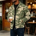 thumbnail image 6 of Delconic Mens Corduroy Jacket Loose Casual Turn Down Collar Long Sleeve Button Front Overshirt Camouflage Print Fall Winter Top Army Green L, 6 of 8