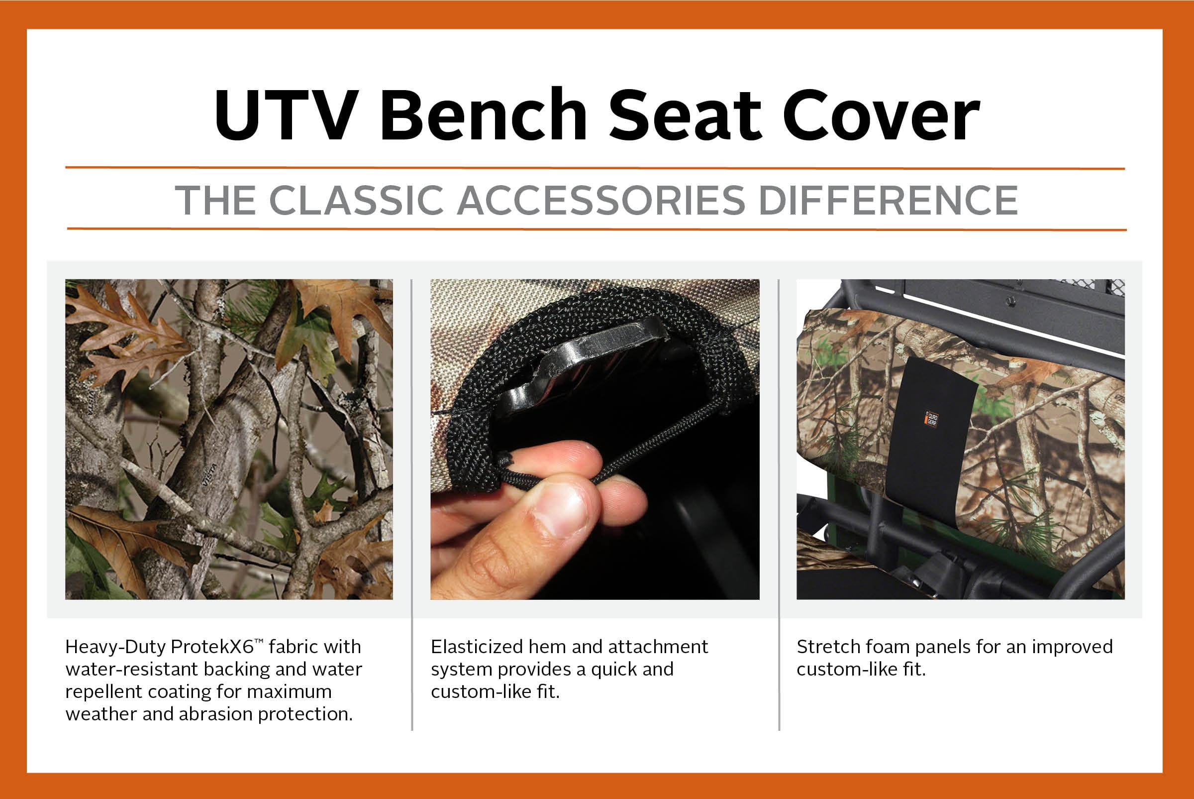 Classic Accessories QuadGear UTV/Side by Side Bench Seat Cover, Fits Polaris Ranger 400, 570, 800 Mid (2015+ models), Camo