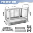 thumbnail image 7 of Reinforced Platform Truck Cart with Cage, 40.1" L X 23.2" W X 19.6" H, Alloy Steel Hand Truck with 4 Universal Wheels, 2200 LBS Push Cart for Garden, Office, Stockroom, Distribution Center, 7 of 7