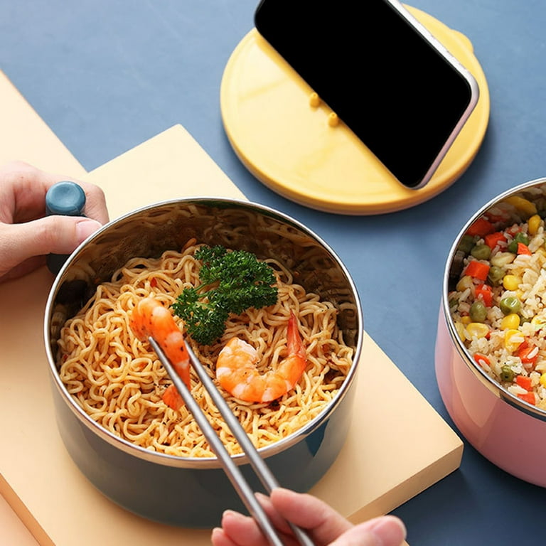 Wharick Ramen Noodles Bowl Large Capacity Food Grade Stainless Steel  Anti-scalding 1000ml Student Office Worker Portable Lunch Box Dorm  Accessories