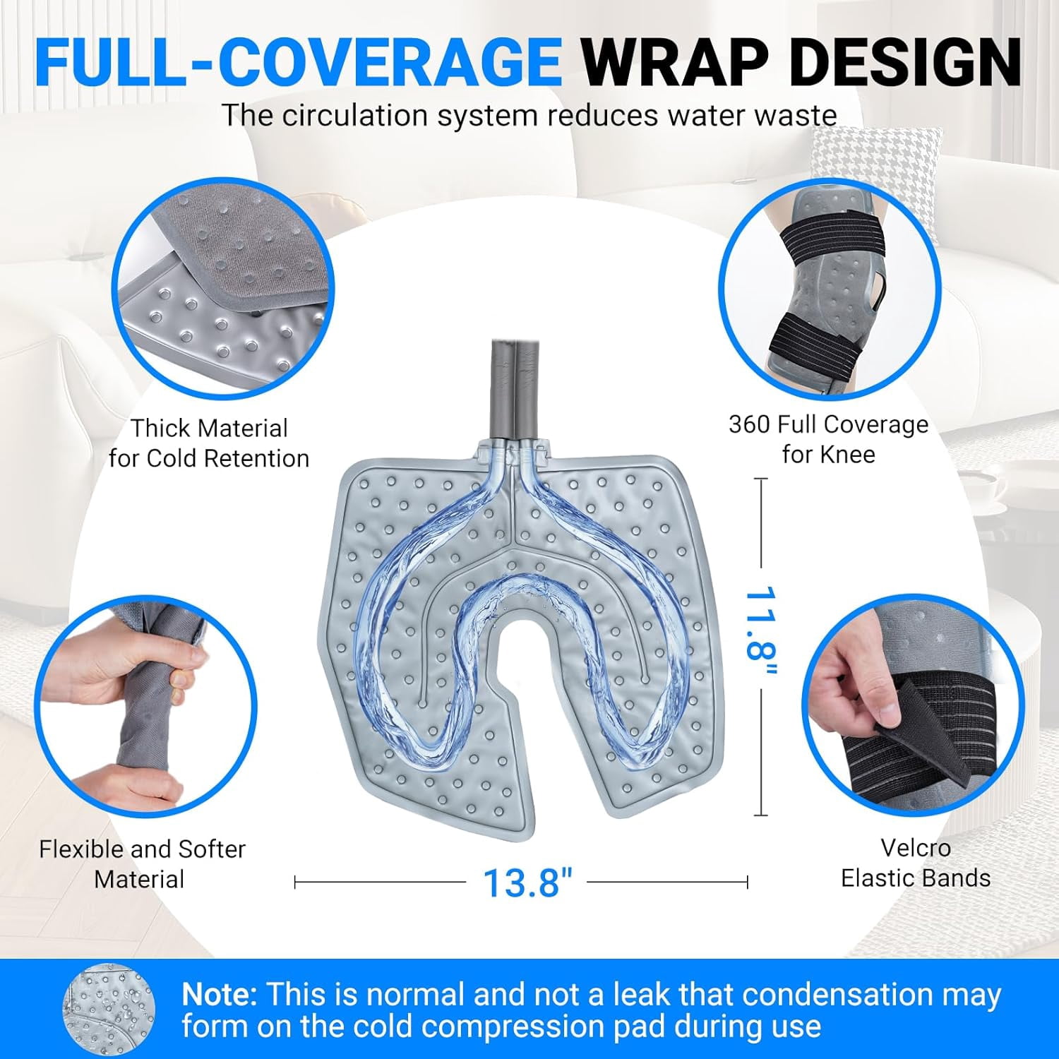 Cold Therapy Machine, Ice Machine w/Timer, Portable Cold Water Circulation System with Pump, 5 Flow Settings & 6 Timer, Ice Therapy Cooling Pad for Knee Shoulder Hip Ankle