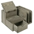 thumbnail image 3 of MyGift Gray Wood Desktop Office Organizer with Sticky Note Pad Holder and Pullout Drawer, 3 of 5