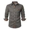 thumbnail image 1 of Birdeem Chemise à Manches Longues pour Hommes, Mode Décontractée, Patchwork à Carreaux, Col Rabattu, Boutons, 1 of 1