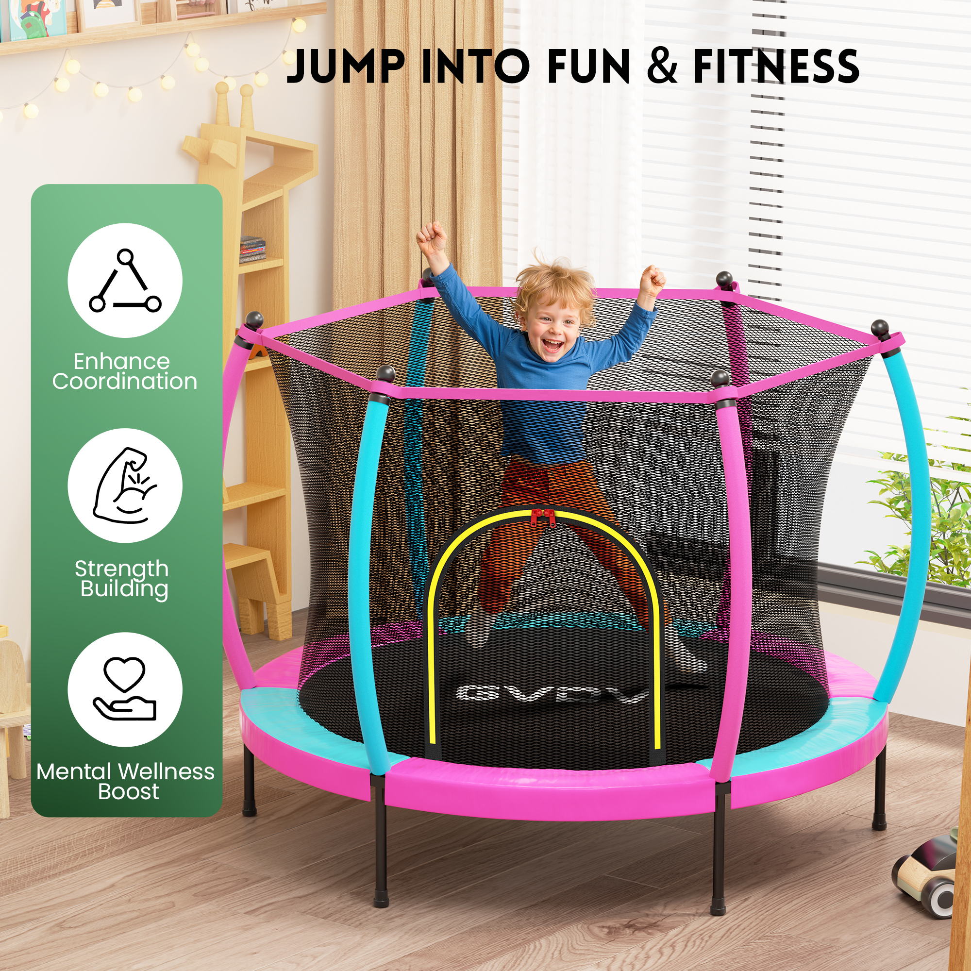 GVDV 55-Inch Toddler Trampoline with Enclosure Net photo 7