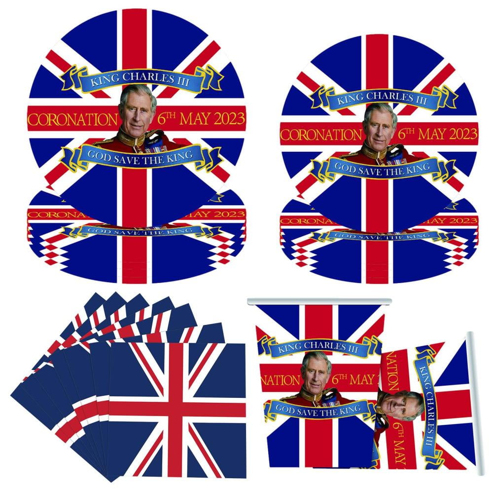 UK Party Supplies Union Jack Party Supplies Set 68Pcs England Party Decorations Plates
