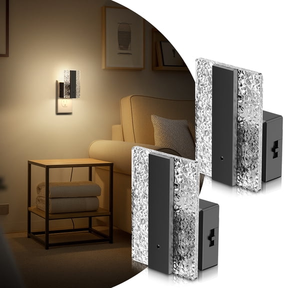 2 Pack Black Warm White 3000K Modern Square Night Light