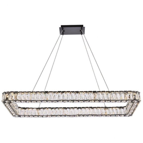 1 Led Rectangular Pendant in Modern Style-3 inches Tall and 18 inches Wide-Black Finish Bailey Street Home 390-Bel-5048046