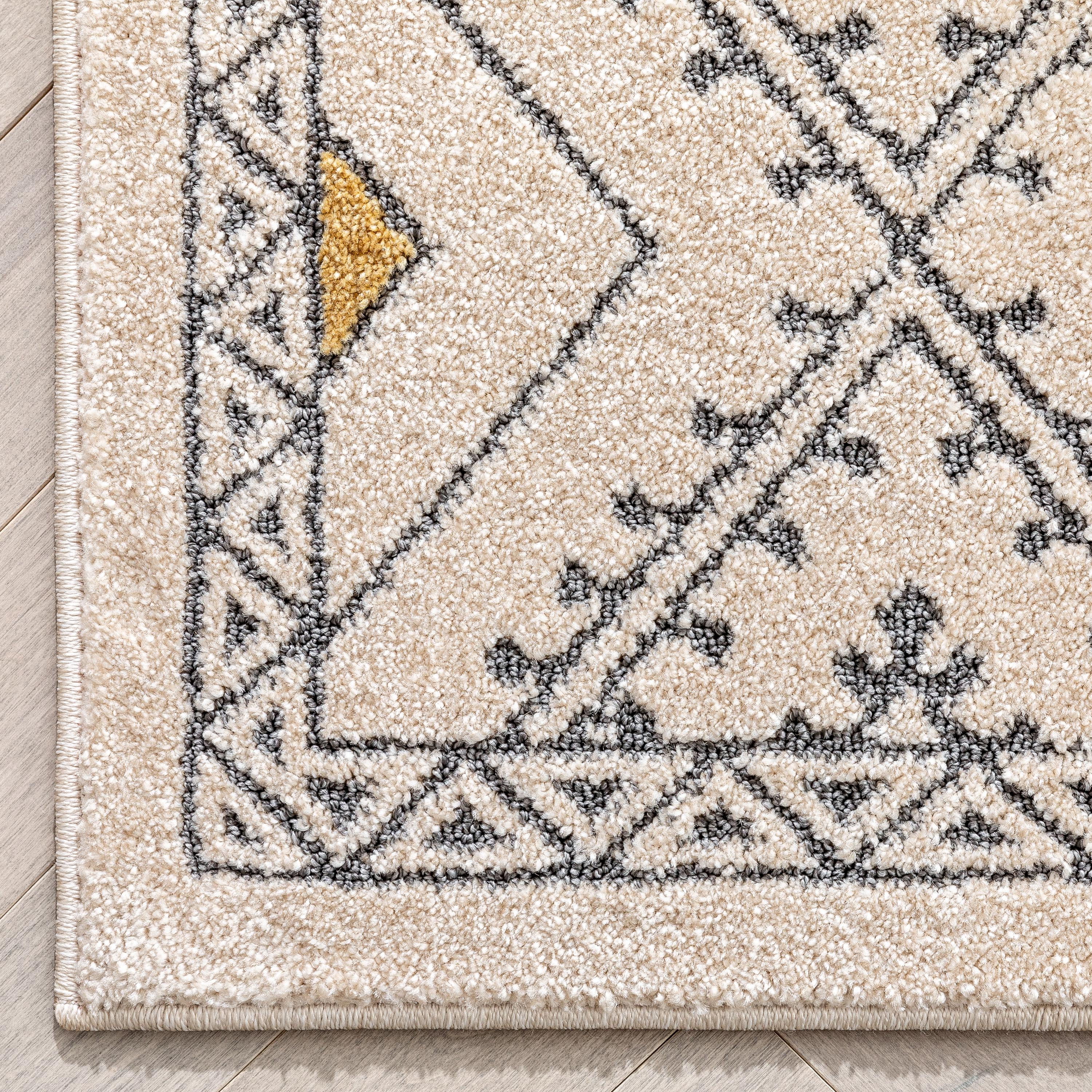 Well Woven Malaga Moderne Bohemian Tribal Beige 5'3" x 7'3" High-Low Area Rug