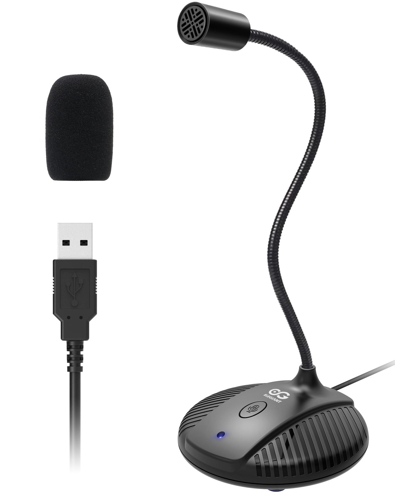 USB Computer Microphone, Plug &Play Desktop Omnidirectional Condenser