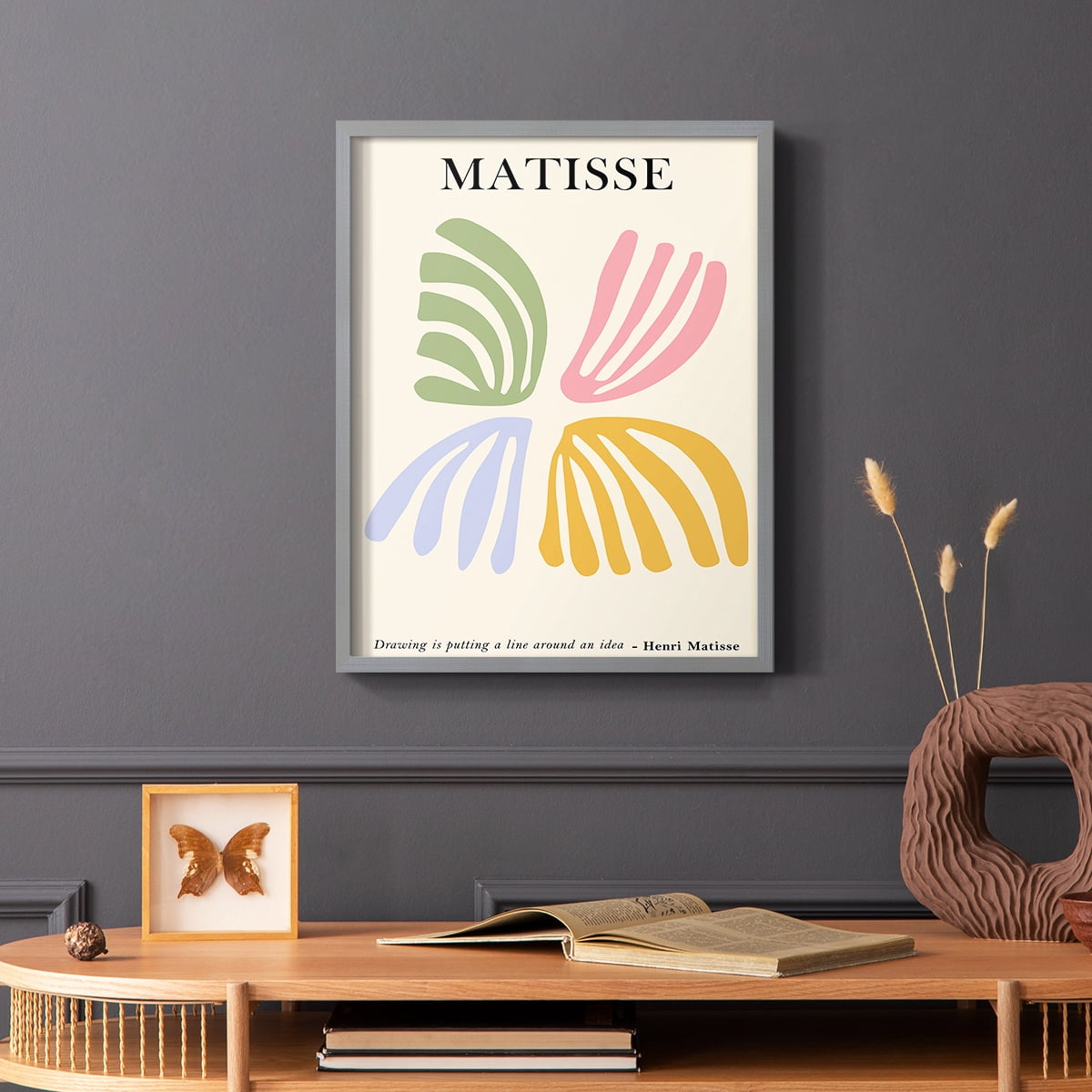 Matisse CDLXXXVIII in Gray Solid Wood Framed Print No Nail Hanging