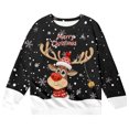 thumbnail image 4 of Boys Sweatshirts Boys Girls Christmas Reindeer Crew Neck Long Sleeve Hoodless Sweatshirt Black 4-5 Years, 4 of 4