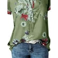 thumbnail image 4 of DYMADE Women Short Sleeve Stand-Up Collar Pullover Tops Floral Print Basic Blouse, 4 of 4