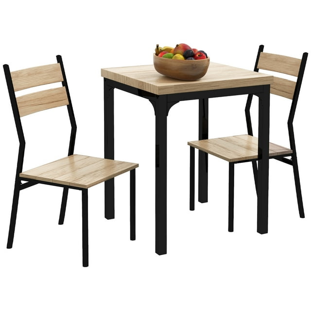 HOMCOM Ensemble de Table à Manger pour 2, Table de Cuisine Carrée et Chaises Naturel