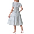 thumbnail image 3 of Vestido de flores de INSPIRE CHIC con escote cuadrado, mangas cortas abullonadas y dobladillo con volantes, 3 of 6