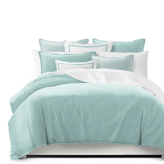 Basic Gingham Aqua Duvet Cover Set Super Queen