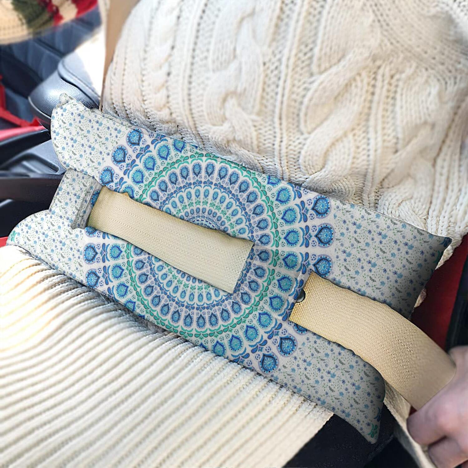 Recovery Seat Belt Pillow Post-Mastectomy & Heart Surgery Support (Rustic Folk)