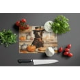 thumbnail image 3 of Chocolate Lab Fall Kitchen Pumpkins Glass Cutting Board Large 12 in x 15 in, 3 of 5