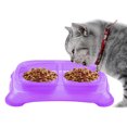 thumbnail image 1 of Double Pet Bowl Solid Color Clear Anti-skid Cat Bowl Rectangular Pet Bowl, 1 of 10