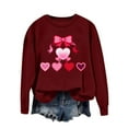 thumbnail image 4 of qucoqpe Valentine's Day Long Sleeve Shirts for Women Fashion Love Heart Printed Crew Neck Pullover Tops Casual Oversized Sweatshirt for Women, 4 of 5