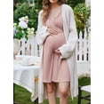 thumbnail image 5 of Avidlove Women Maternity Nursing Nightgown with Button Short Sleeve Nursing Dress for Breastfeeding Labor and Delivery Gown for Hospital S-XXL, 5 of 6