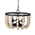 thumbnail image 2 of JERFIT 4-Light Beaded Wood Chandelier with Adjustable Chain, Vintage Ceiling Light Fixture for Dining Room Kitchen Entryway Foyer, Cream Finish, Hardwired, No Bulb Included, 2 of 5