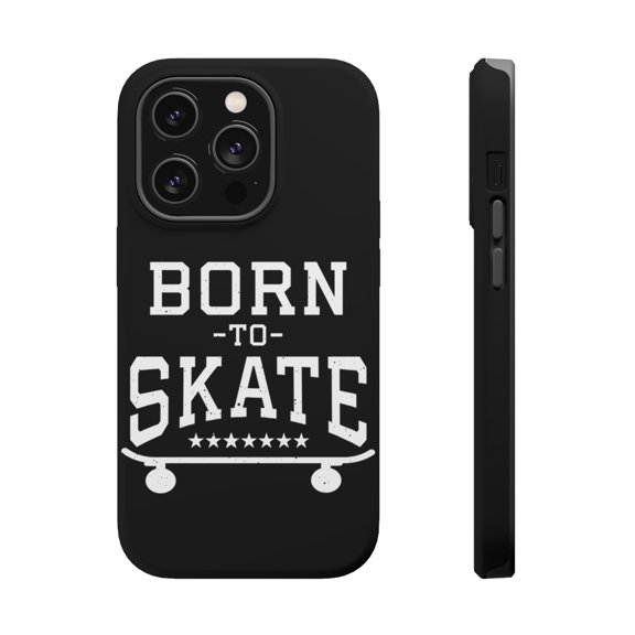 DistinctInk Tough Case for Apple iPhone 15 PRO (6.1" Screen), Compatible with MagSafe Charging - Born to Skate - Skating